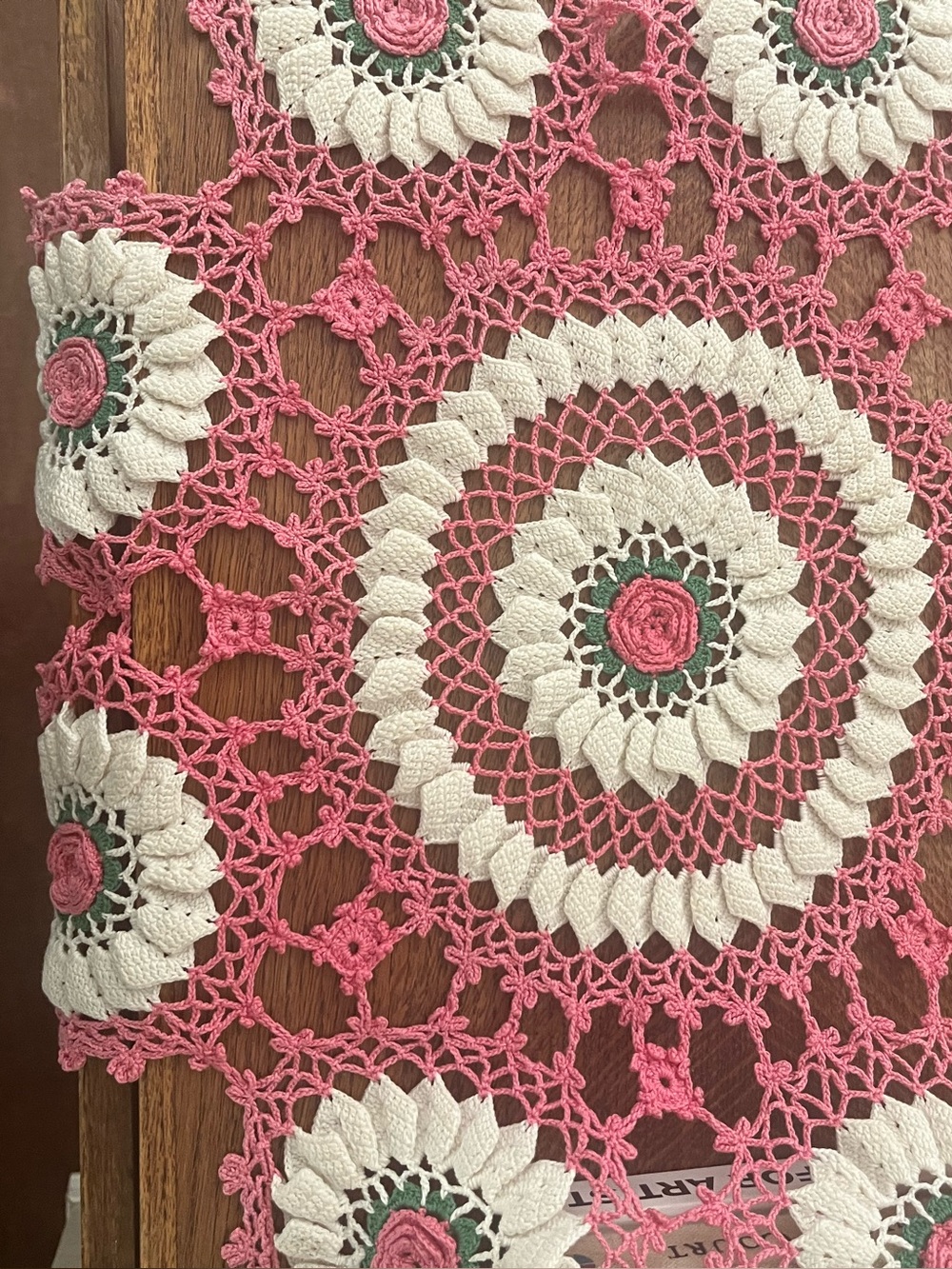 Vintage Large Hand-Crocheted Table—Top Doily.  Stunning!